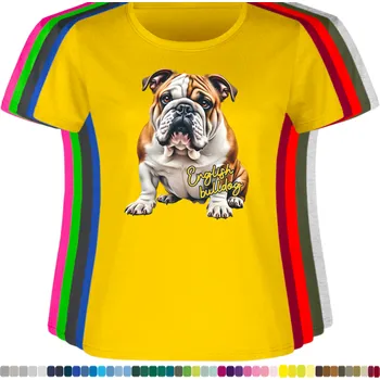 Dámské oblečení damske-levne-bavlnene-tricko-digitalni-potisk-anglicky-bulldog Barva: Yellow - žlutá, velikost: S