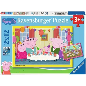 Puzzle Ravensburger puzzle Prasátko Peppa na oslavě 2x12 dílků