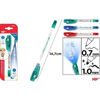 Main Paper Popisovač neviditelné inkoustové pero 2v1s UV světlem 0,7mm, blistr - mix barev