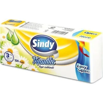 Kapesníky papírové Sindy, 3vrstvé, 100 ks, heřmánkové