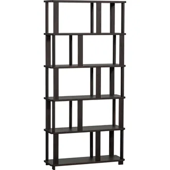 regál WOOOD Tmavě hnědý dubový regál Riss 186 x 90 cm