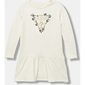 Dámské šaty Dětské bavlněné šaty Guess béžová barva, mini, K3YK13 KA6W4 K3YK13.KA6W4.9BYA 01X, vel. 113-118