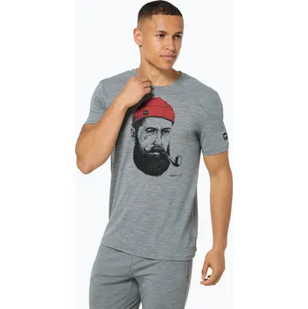 Pánské tričko Pánské tričko super.natural Sailor Tee cashmere grey melange/jet black /high risk red