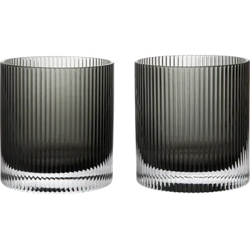 Sklenice Ferm Living, Sklenice Ripple Tumbler, 250 ml, kouřově šedá, 2 ks - Formadore