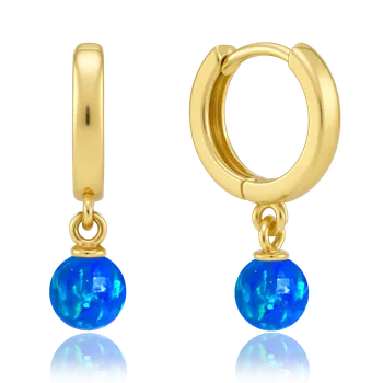 Náušnice MINET Elegantní zlaté náušnice s modrým opálem Au 585/1000 1,15g JMG0302AGE00