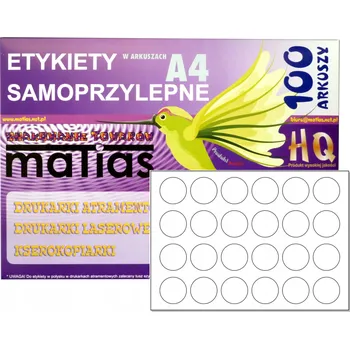 Speciální papír Samolepicí etikety maTias kulaté 40 mm 100 archů