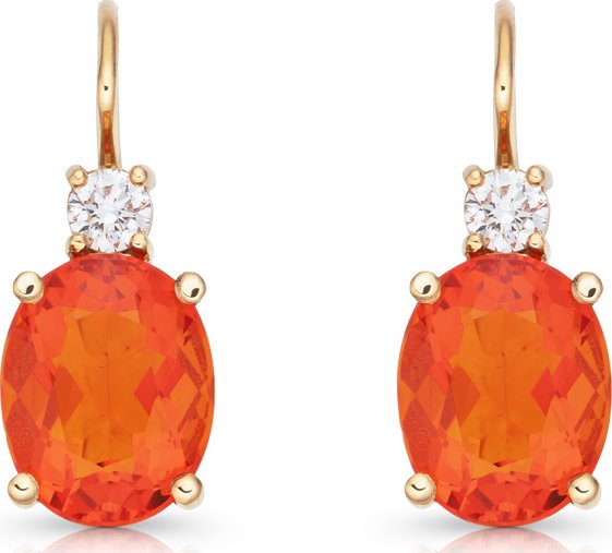 zlaté náušnice s ohnivými opály 3.39ct s IGI certifikáty