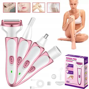 Dámský Depilátor Holicí Strojek Zastřihovač 4v1 Vyměnitelné Hlavice pro Mokré i Suché Použití