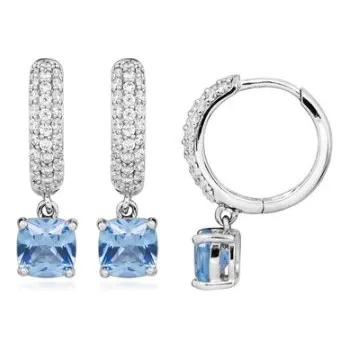 Šperk Stříbrné náušnice kroužky s modrým kamenem