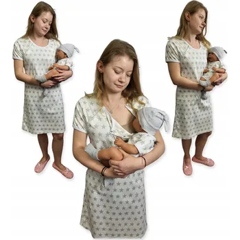 Dámská noční košile KOŠILE KE NA KOJENÍ NOČNÍ KRÁTKÝ RUKÁV ROZEPÍNACÍ vel L + BODY 62 HVĚZDIČEK