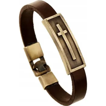Náramek Kožený náramek s křížem