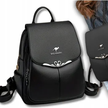 Městský batoh Plecak damski czarny skórzany elegancki školní z eko kůže městský labutě