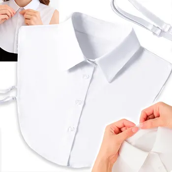 Dámská košile FALEŠNÝ DÁMSKÝ BÍLÝ LÍMEC KE KOŠILI S UZÁVĚREM BÍLÝ LÍMEČEK ŠPIČATÝ