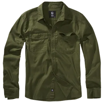 Pánská košile Košile Flannel Shirt Long Sleeve, Brandit, Olivová, 6XL