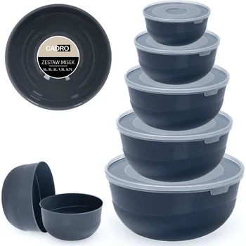 Sada kuchyňských misek 5 ks plastové s víkem na salát a svačinu
