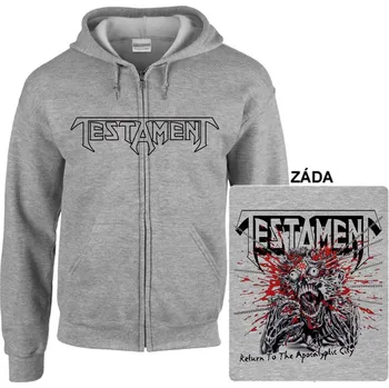 Pánská mikina Testament - mikina s kapucí a zipem šedá