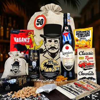 Dárkový potravinový koš Dárkové balení rumu Legendario elixir cuba 7yo | Dárkový koš s rumem pro chlapa