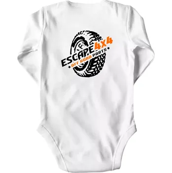 Escape 4x4 Nápis vpředu a pneumatika na zádech - Body kojenecké s dlouhým rukávem - Dlouhý r. 6-12 měs ( Bílá )