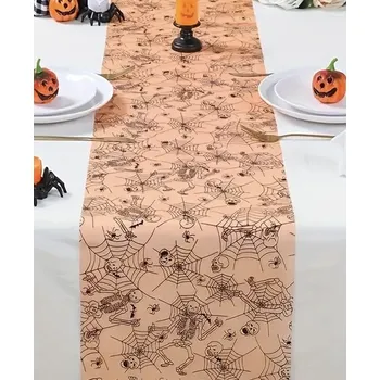 Party dekorace Šerpa oranžová s pavučinami 2,75m