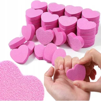 LEŠTICÍ bloky SRDÍČKA pro vyhlazení nehtů manikúra 100 kusů růžové