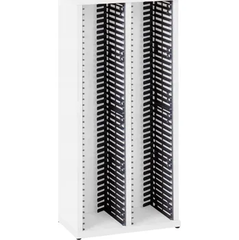 Stojan na CD, regál na 80 CD, dvojitý, bílý - úložný box na hudební CD