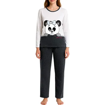 Dámské pyžamo Dámské bavlněné pyžamo Panda 2307 XXL černá