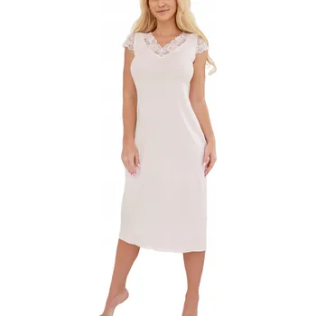 Podprsenka Dlouhá krajková pohodlná Noční Košile Langu S Bílý ecru z viskózy