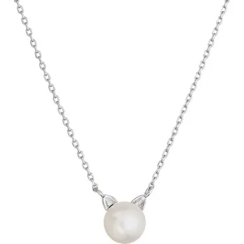 Náušnice Stříbrný náhrdelník kočička s říční perlou 22052.1