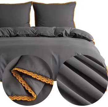 Povlečení Povlečení 200x220 3dílné z MIKROVLÁKNA hladké jednobarevné s krajkou Brandon