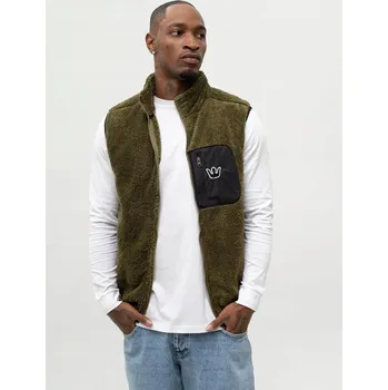 Pánská vesta PÁNSKÁ VESTA Bunda Bez Rukávů Polar Medvídek Sherpa MÓDNÍ ZIP Olivová Jigga M