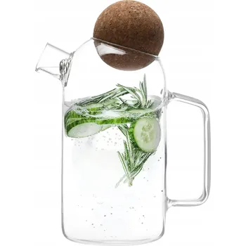 Skleněná konvice s kulatou korkovou zátkou a sítkem ve výlevce, 750 ml