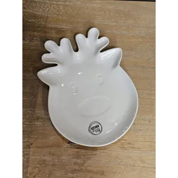 Talíř Vánoční talíř s jelenem, bílý porcelán