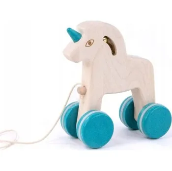 Dřevěná hračka BAJO Dřevěný Jednorožec na kolečkách