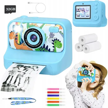 Digitální kompakt DĚTSKÝ FOTOAPARÁT DIGITÁLNÍ S TISKÁRNOU + 32GB KARTA