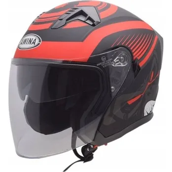 Helma na motorku Motocyklová přilba Awina JK528 otevřená černá matná velikost S s homologací ECE R22-06 a sluneční clonou