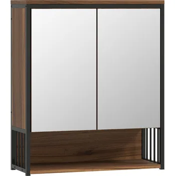 Koupelnový nábytek Zrcadlová skříňka do koupelny 56 x 20 x 65 cm | hnědá