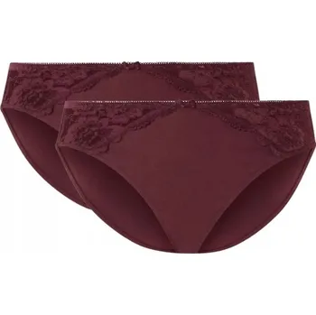 Kalhotky Dámské krajkové kalhotky 2 kusy XL (48/50) Bordové kalhotky dámské s krajkou