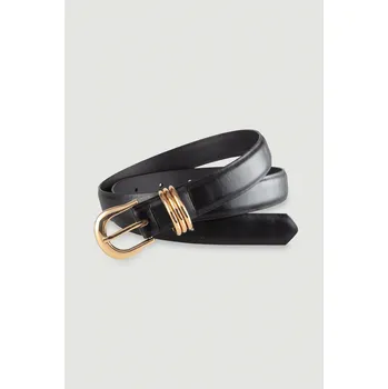 Greenpoint elegantní pásek se zlatou přezkou černý Velikost: 36