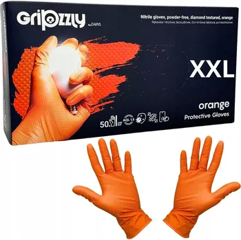 Pracovní rukavice Rukavice NITRILOVÉ GRIPZZLY oranžové ORANGE GRIP XXL 50 ks