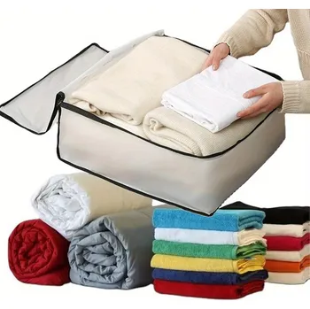 Úložný box Arte Regal Textilní úložný box na uschování oblečení a ložního prádla, WHITE KIPIT, 45x45x20, bílý