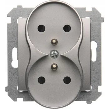 Elektrická zásuvka Simon 54 Dvojitá zásuvka s uzemněním 16A stříbrná matná DGZ2MZ.01/43