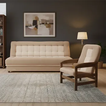 Sedací souprava Sedací sestava TOFFI 3+1 | rozkládací + úložný prostor | VÝBĚR TKANIN a ODSTÍNU DŘEVA