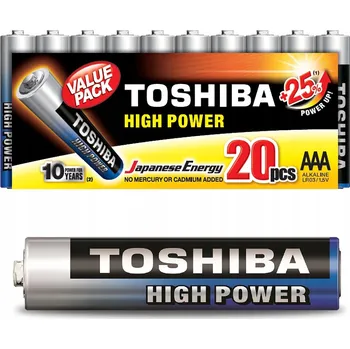 Článková baterie Alkalická baterie Toshiba AAA (R3) 20 ks