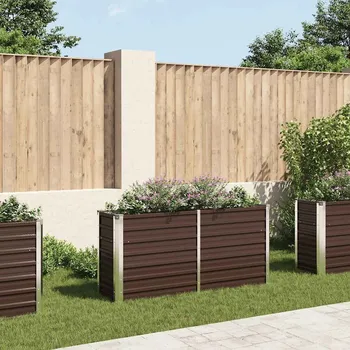 Vyvýšený záhon OMAXI Zahradní vyvýšený záhon hnědý 160 x 40 x 77 cm pozinkovaná ocel 670775