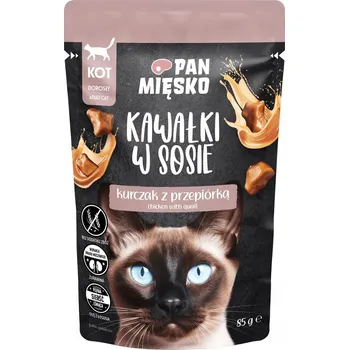 Krmivo pro kočku Pan Mięsko Krmivo mokrá pro kočky Kousky v omáčce Kuře s křepelkou 85 g