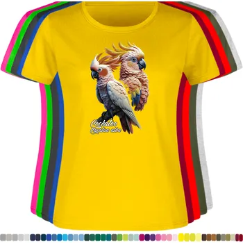 Dámské oblečení damske-levne-bavlnene-tricko-digitalni-potisk-kakadu-bily Barva: Yellow - žlutá, velikost: M