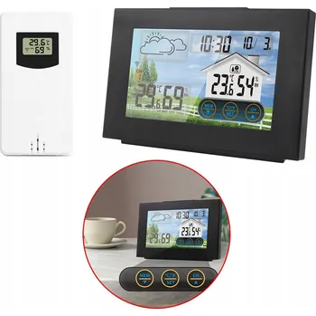 Meteostanice CYFROWA STACJA POGODOWA TERMOMETR VLHKOMĚR HODINY BUDÍK 4 ÚROVNĚ JASU