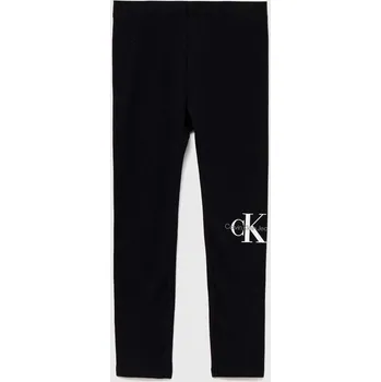 Dívčí legíny Dětské legíny Calvin Klein Jeans černá barva, s potiskem IN0IN00081.9BYX 99X, vel. 86