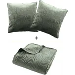 Douceur d'intérieur Sametová souprava ložního povlečení SOLANGE: přehoz + 2 povlaky na polštáře, Dotek přírody