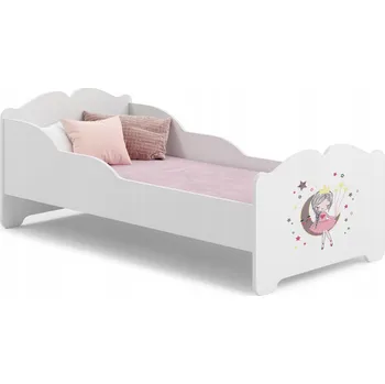 Dětská postel ANNA bílá s grafikou Šípkové Růženky 140x70 matrace